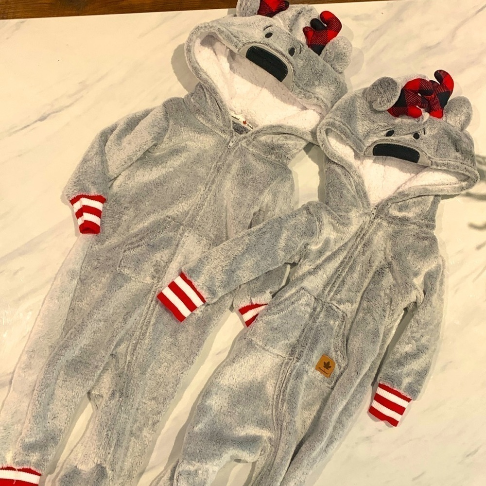 Canadiana Reindeer Buffalo Check Fleece Jumpsuit